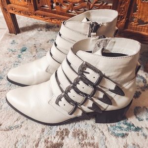 Steve Madden White Cowboy Booties